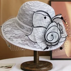 Hats Polyester Sun Hat Holiday Tea Party Horse Race Cocktail Elegant Vintage Sun Protection With Feather Floral Headpiece Headwear