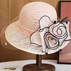 Hats Polyester Sun Hat Holiday Tea Party Horse Race Cocktail Elegant Vintage Sun Protection With Feather Floral Headpiece Headwear