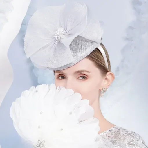 Hats Sinamay Saucer Hat Top Hat Sinamay Hat Wedding Cocktail Elegant Wedding With Floral Headpiece Headwear
