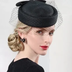 Hats Tulle Fiber Bowler / Cloche Hat Straw Hat Wedding Tea Party Elegant Wedding With Bowknot Tulle Headpiece Headwear