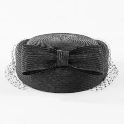 Hats Tulle Fiber Bowler / Cloche Hat Straw Hat Wedding Tea Party Elegant Wedding With Bowknot Tulle Headpiece Headwear