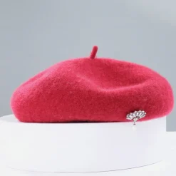 Hats Wool Beret Hat Floppy Hat Wedding Casual Elegant Wedding With Crystals Pure Color Headpiece Headwear