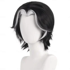 Hazbin Hotel Synthetic Wig Hesco Straight Micro Locs Asymmetrical Deep Parting Wig 14 inch A1 Synthetic Hair Women's Cool Classic Comfortable Black