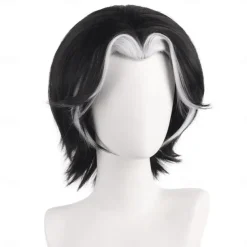 Hazbin Hotel Synthetic Wig Hesco Straight Micro Locs Asymmetrical Deep Parting Wig 14 inch A1 Synthetic Hair Women's Cool Classic Comfortable Black