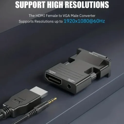 HDMI To VGA Adapter Converter With 3.5mm Audio Input Male VGA To Female HDMI Converter 1080P For Laptop PC Monitor Projector HDTV Chromebook Xbox