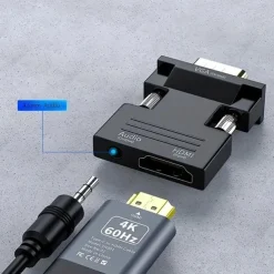 HDMI To VGA Adapter Converter With 3.5mm Audio Input Male VGA To Female HDMI Converter 1080P For Laptop PC Monitor Projector HDTV Chromebook Xbox