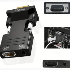 HDMI To VGA Adapter Converter With 3.5mm Audio Input Male VGA To Female HDMI Converter 1080P For Laptop PC Monitor Projector HDTV Chromebook Xbox