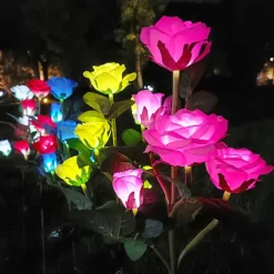 5-Head LED Solar Rose Orchid Flower Light - Waterproof Outdoor Pathway Garden Lamp, Simulation Lawn Light for Wedding, Party & Landscape Decor