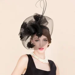 Headbands Fascinators Hats Tulle Sinamay Pillbox Hat Top Hat Veil Hat Wedding Tea Party Elegant Wedding With Rhinestone Bowknot Headpiece Headwear