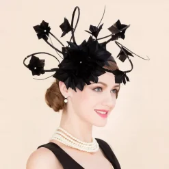 Headbands Fascinators Hats Sinamay Top Hat Bride Cowboy Hat Wedding Cocktail Elegant Wedding With Rhinestone Feather Headpiece Headwear