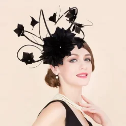 Headbands Fascinators Hats Sinamay Top Hat Bride Cowboy Hat Wedding Cocktail Elegant Wedding With Rhinestone Feather Headpiece Headwear