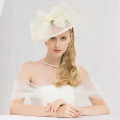 Headbands Hats Headwear Organza Sun Hat Saucer Hat Top Hat Wedding Tea Party Elegant Wedding With Bowknot Headpiece Headwear