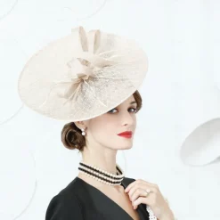 Headbands Hats Sinamay Bowler / Cloche Hat Sun Hat Saucer Hat Wedding Tea Party Elegant Wedding With Feather Bowknot Headpiece Headwear