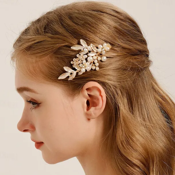 Headdress Headpiece Hair Clip Imitation Pearl Rhinestone Wedding Cocktail Vintage Luxury With Rhinestone Faux Pearl Headpiece Headwear