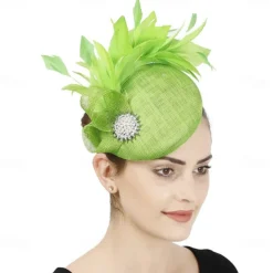 Headpiece Faux Linen Feathers Wedding Evening Party Elegant Wedding With Feather Headpiece Headwear