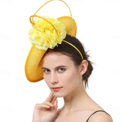 Headpiece Faux Linen Wedding Evening Party Elegant Wedding With Flower Headpiece Headwear