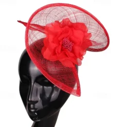 Headpiece Faux Linen Wedding Evening Party Elegant Wedding With Flower Headpiece Headwear