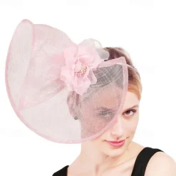 Headpiece Faux Linen Wedding Evening Party Elegant Wedding With Flower Headpiece Headwear