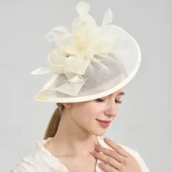 Headpiece Faux Linen Wedding Evening Party Elegant Wedding With Pure Color Headpiece Headwear