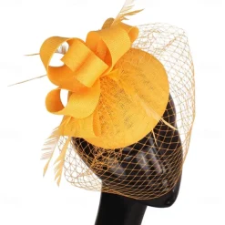 Headpiece Feathers Sinamay Wedding Evening Party Elegant Wedding With Feather Headpiece Headwear