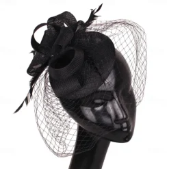 Headpiece Feathers Sinamay Wedding Evening Party Elegant Wedding With Feather Headpiece Headwear