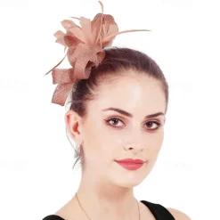 Headpiece Feathers Sinamay Wedding Evening Party Elegant Wedding With Feather Headpiece Headwear