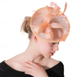 Headpiece Feathers Sinamay Wedding Evening Party Elegant Wedding With Feather Headpiece Headwear