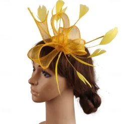 Headpiece Feathers Sinamay Wedding Evening Party Elegant Wedding With Feather Headpiece Headwear