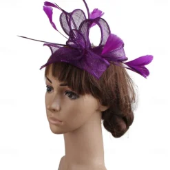 Headpiece Feathers Sinamay Wedding Evening Party Elegant Wedding With Feather Headpiece Headwear