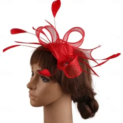 Headpiece Feathers Sinamay Wedding Evening Party Elegant Wedding With Feather Headpiece Headwear
