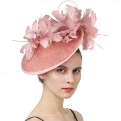 Headpiece Sinamay Wedding Evening Party Elegant Wedding With Feather Headpiece Headwear