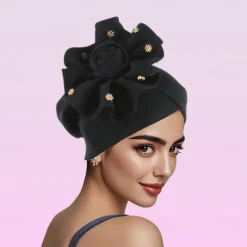 Headwear Polyester / Cotton Blend Floppy Hat Turbans Formal Wedding British With Beading Flower Headpiece Headwear
