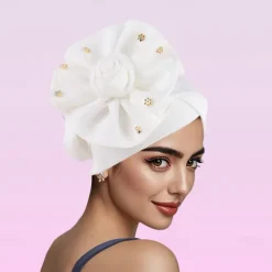 Headwear Polyester / Cotton Blend Floppy Hat Turbans Formal Wedding British With Beading Flower Headpiece Headwear
