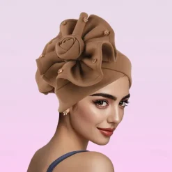 Headwear Polyester / Cotton Blend Floppy Hat Turbans Formal Wedding British With Beading Flower Headpiece Headwear