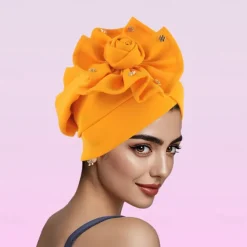 Headwear Polyester / Cotton Blend Floppy Hat Turbans Formal Wedding British With Beading Flower Headpiece Headwear