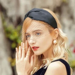 Headwear Tulle Nonwoven Veil Hat Wedding Tea Party Elegant Wedding With Pure Color Face Veil Headpiece Headwear