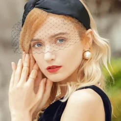 Headwear Tulle Nonwoven Veil Hat Wedding Tea Party Elegant Wedding With Pure Color Face Veil Headpiece Headwear