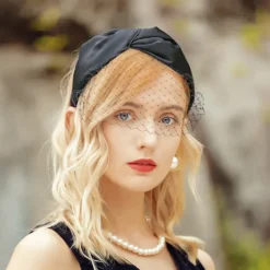 Headwear Tulle Nonwoven Veil Hat Wedding Tea Party Elegant Wedding With Pure Color Face Veil Headpiece Headwear