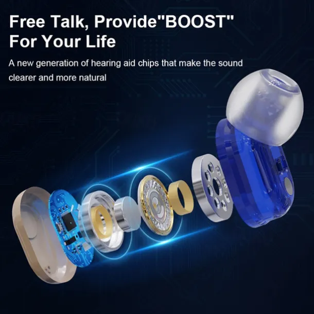 Hearing Aid With Led Charging Case Invisible Hearing Amplifiers Charging Hearing Aid Hearing Devices Hearing Loss Ompensation