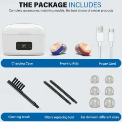 Hearing Aid With Led Charging Case Invisible Hearing Amplifiers Charging Hearing Aid Hearing Devices Hearing Loss Ompensation