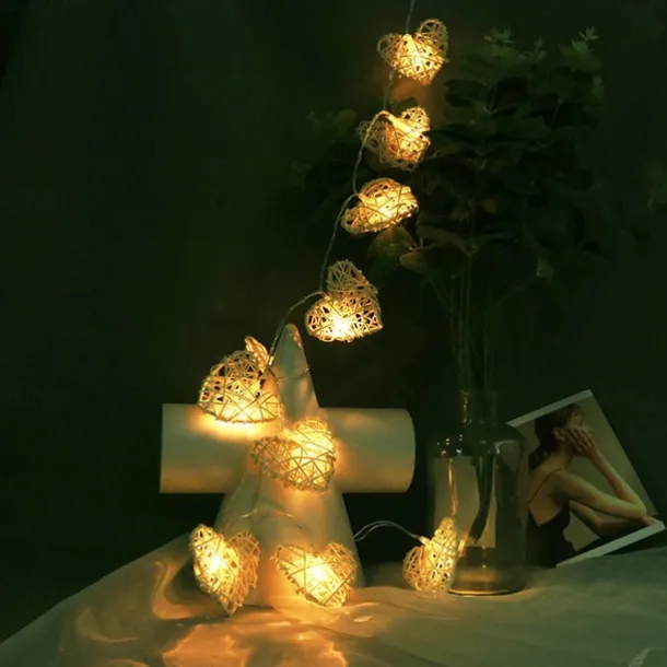 Heart Shape LED Fairy String Lights 1.5 M-10LEDs 3M-20LEDs Wedding Birthday Party Christmas Decoration Lamp Battery or USB Powered