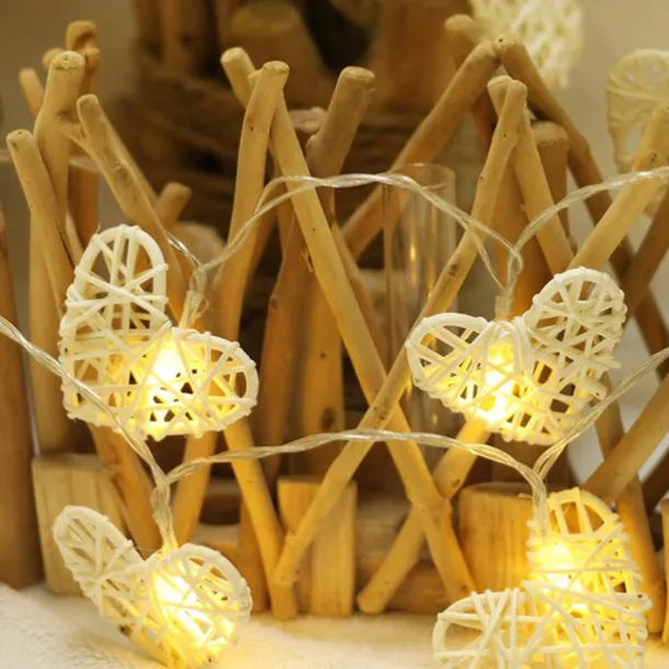 Heart Shape LED Fairy String Lights 1.5 M-10LEDs 3M-20LEDs Wedding Birthday Party Christmas Decoration Lamp Battery or USB Powered