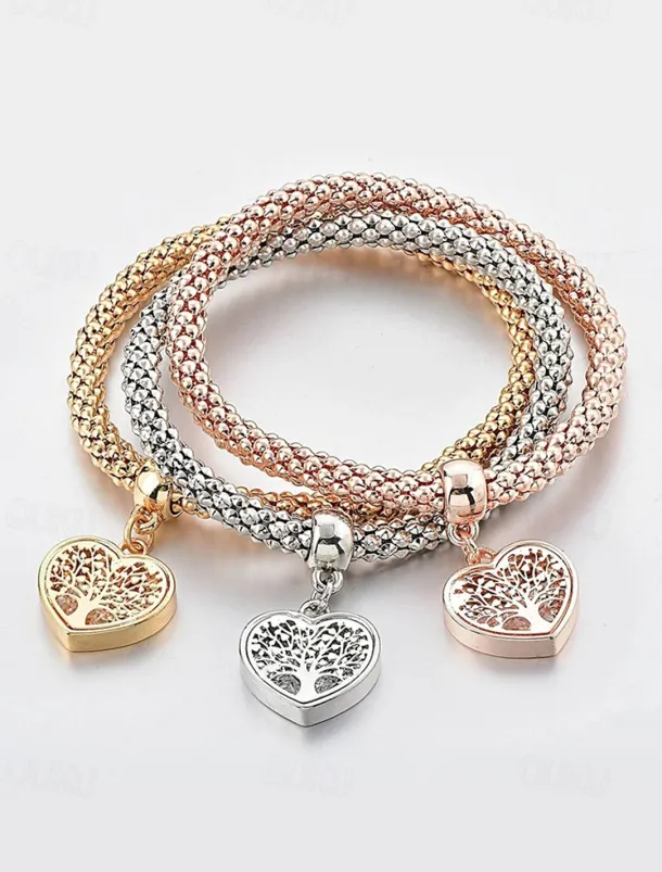 Heart Tree of Life Charm Bracelets Set - Women's Multicolor Braided Stackable Bracelets for Boho Style, Perfect for Casual Outfits or Gift Giving