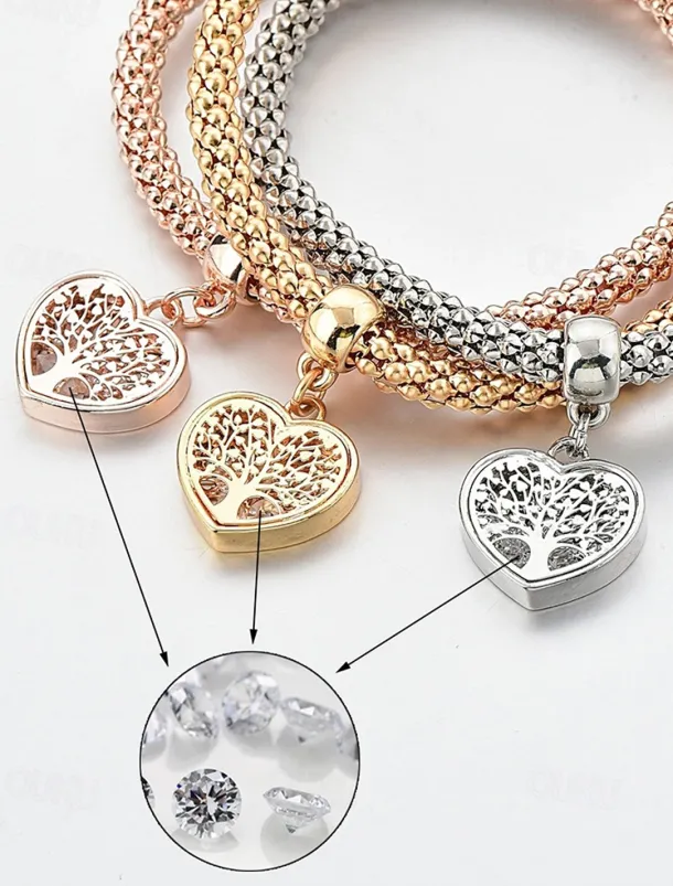 Heart Tree of Life Charm Bracelets Set - Women's Multicolor Braided Stackable Bracelets for Boho Style, Perfect for Casual Outfits or Gift Giving
