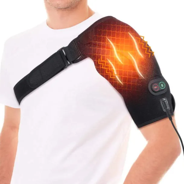 Heated Massage Shoulder Brace With 3 Vibration And Heating Settings Supports Adjustable Heated ShoulderPads for Rotating Cuffs Freezing Shoulder Dislocation Or musclePain Relief Supports