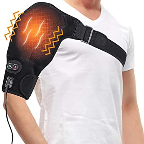 Heated Massage Shoulder Brace With 3 Vibration And Heating Settings Supports Adjustable Heated ShoulderPads for Rotating Cuffs Freezing Shoulder Dislocation Or musclePain Relief Supports