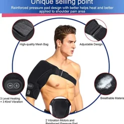 Heated Massage Shoulder Brace With 3 Vibration And Heating Settings Supports Adjustable Heated ShoulderPads for Rotating Cuffs Freezing Shoulder Dislocation Or musclePain Relief Supports