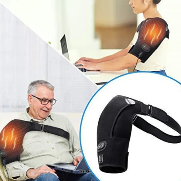 Heated Massage Shoulder Brace With 3 Vibration And Heating Settings Supports Adjustable Heated ShoulderPads for Rotating Cuffs Freezing Shoulder Dislocation Or musclePain Relief Supports