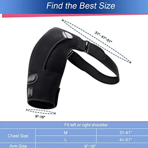 Heated Massage Shoulder Brace With 3 Vibration And Heating Settings Supports Adjustable Heated ShoulderPads for Rotating Cuffs Freezing Shoulder Dislocation Or musclePain Relief Supports