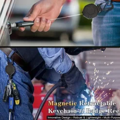 Heavy Duty Retractable Badge Reel Keychain With 1pc BadgeHolder Tactical ID Badge Reel With 31.5 Inch Steel Retractable CordBearing Weight 9.0 Oz
